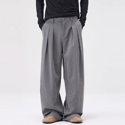 Men's Wide Leg Trousers with Pleated Front