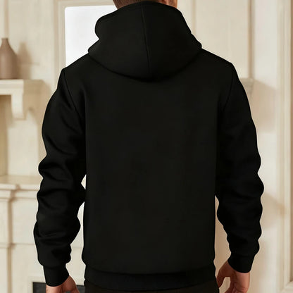 Men's Hooded Jacket – Warm Lined Winter Coat with Full Zip and Zipped Side Pockets