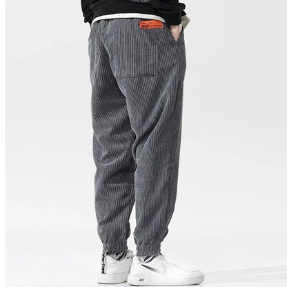 Men's Textured Trousers Relaxed Fit Drawstring Waist Joggers