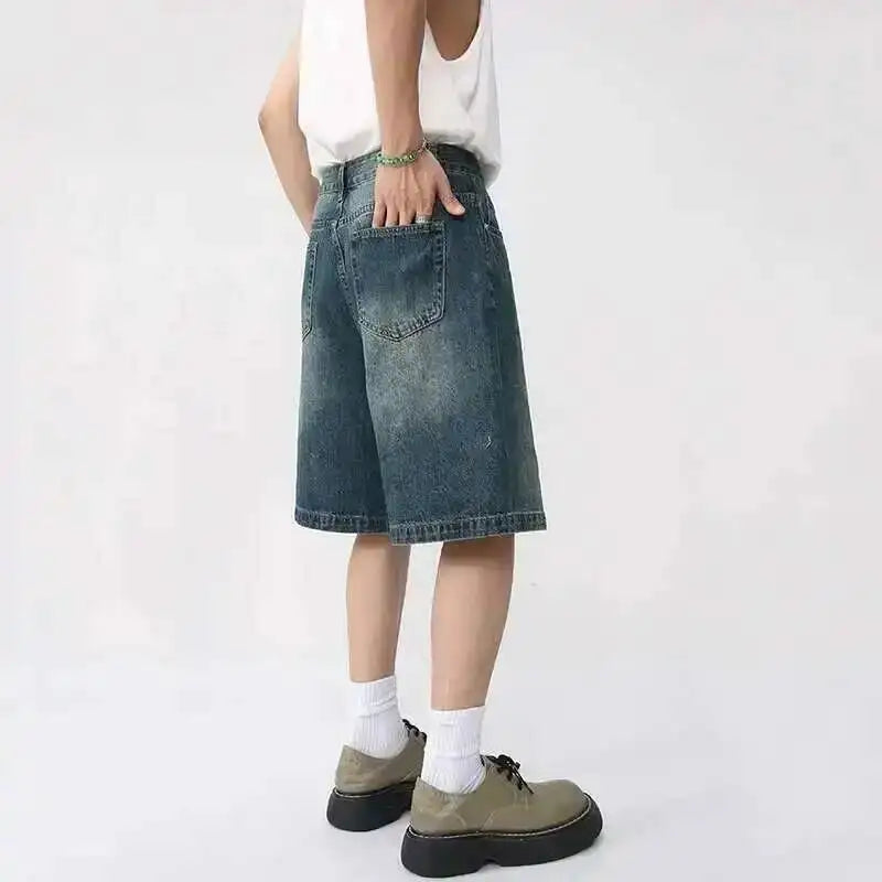 Men's Denim Shorts with Five Pocket Design