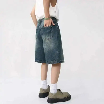 Men's Denim Shorts with Five Pocket Design