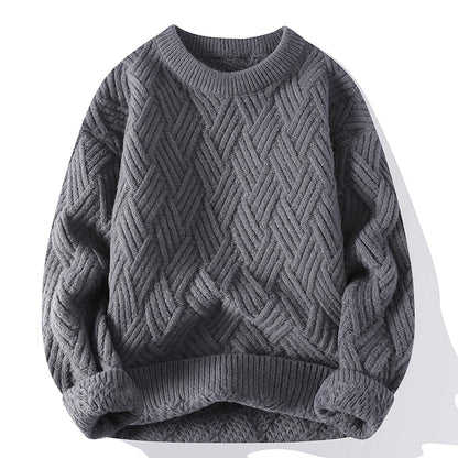 Men's Textured Knit Jumper with Geometric Pattern