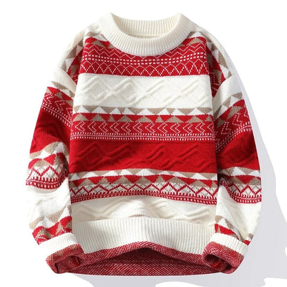 Men's Fair Isle Knit Jumper with Crew Neck Pattern