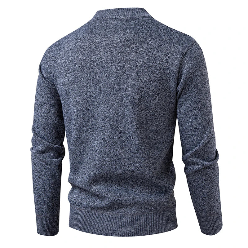 Men's Argyle Knit Cardigan with Button Front and Stand Collar