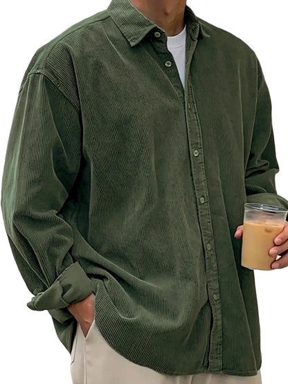 Men's Corduroy Long Sleeve Button Down Shirt