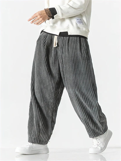 Men's Textured Joggers Loose Fit Drawstring Elasticated Cuffs