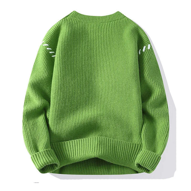 Men's Ribbed Knit Jumper with Contrast Stitch Details