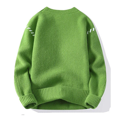 Men's Ribbed Knit Jumper with Contrast Stitch Details