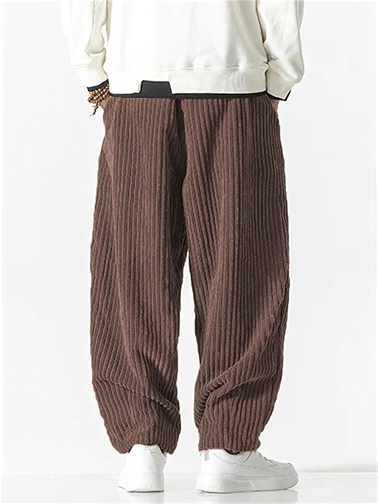 Men's Textured Joggers Loose Fit Drawstring Elasticated Cuffs