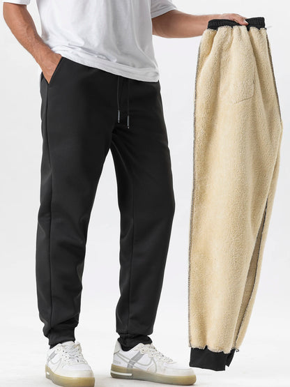 Men's Hooded Tracksuit Set with Sherpa-Lined Jacket and Jogger Trousers – Warm Winter Wear