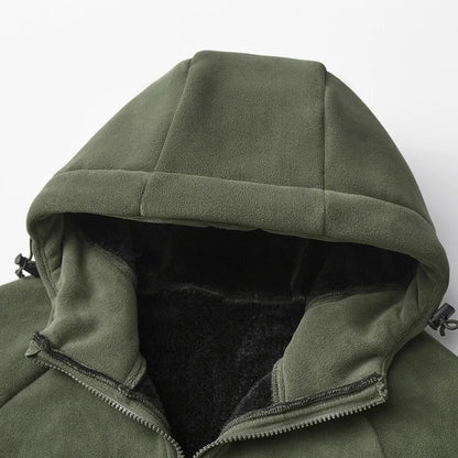 Men's Hooded Jacket – Warm Lined Full Zip Winter Coat with Long Sleeves and Pockets
