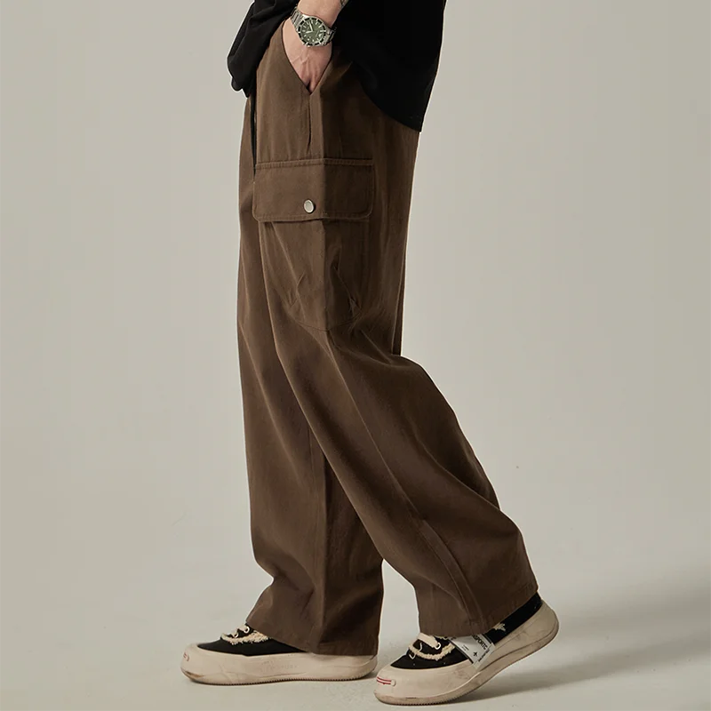 Men's Loose Fit Cargo Trousers with Drawstring Waist