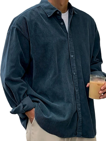 Men's Corduroy Long Sleeve Button Down Shirt