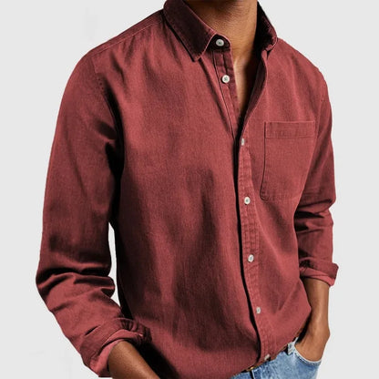 Men's Long Sleeve Button Down Shirt with Chest Pocket
