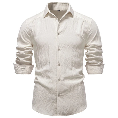 Men's Long Sleeve Button Down Shirt with Turn Up Cuffs