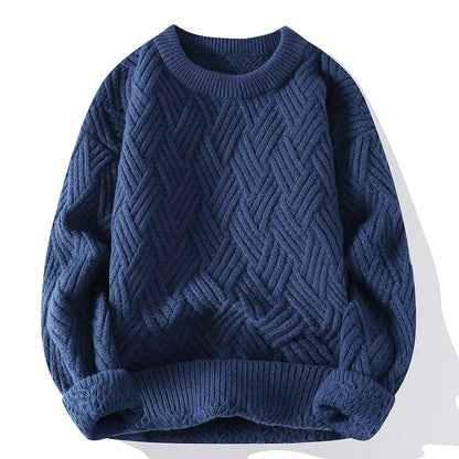 Men's Textured Knit Jumper with Geometric Pattern