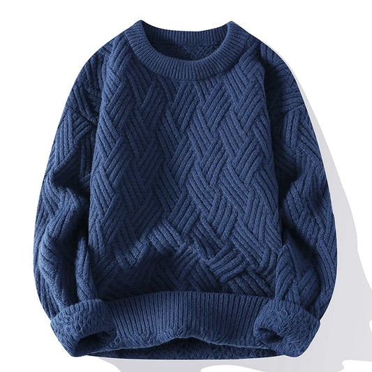 Men's Textured Knit Jumper with Geometric Pattern