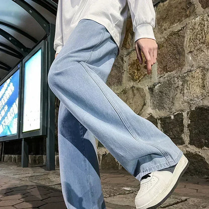 Men's Baggy Wide Leg Jeans with Drawstring Waist