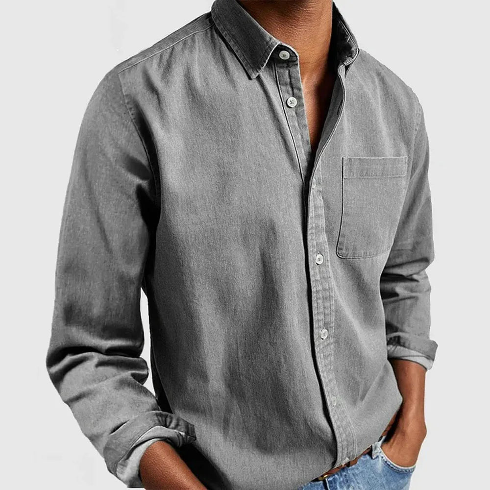 Men's Long Sleeve Button Down Shirt with Chest Pocket