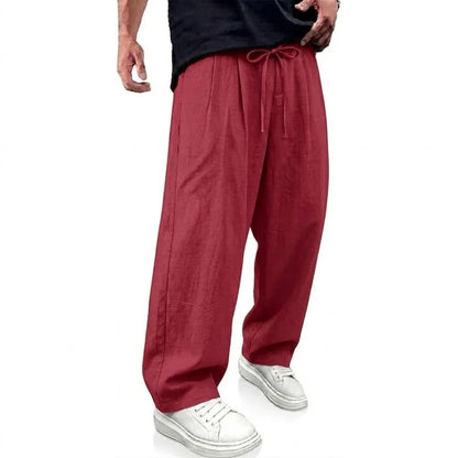 Men's Wide Leg Drawstring Trousers with Loose Fit