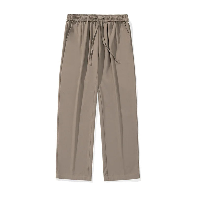 Men's Wide Leg Trousers with Drawstring Waist