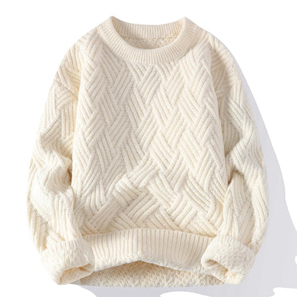 Men's Textured Knit Jumper with Geometric Pattern