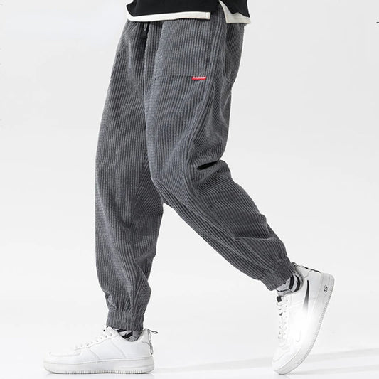 Men's Textured Trousers Relaxed Fit Drawstring Waist Joggers