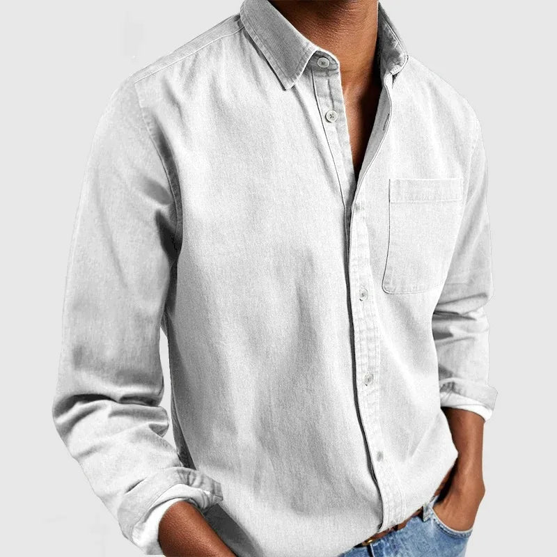 Men's Long Sleeve Button Down Shirt with Chest Pocket