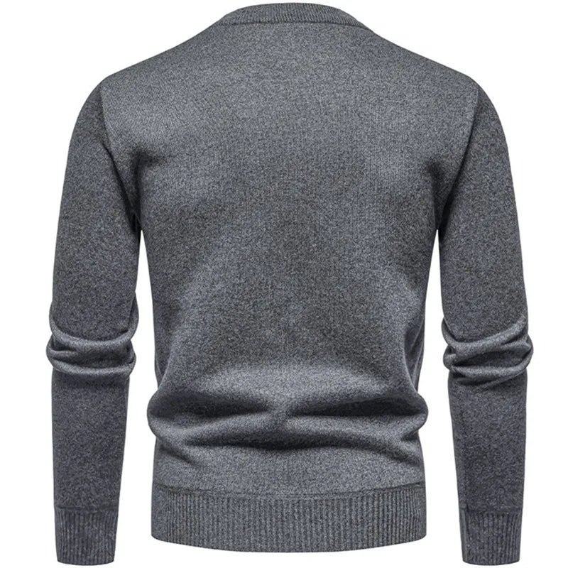 Men's Knitted Crew Neck Jumper with Diamond Pattern Detail