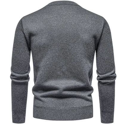 Men's Knitted Crew Neck Jumper with Diamond Pattern Detail