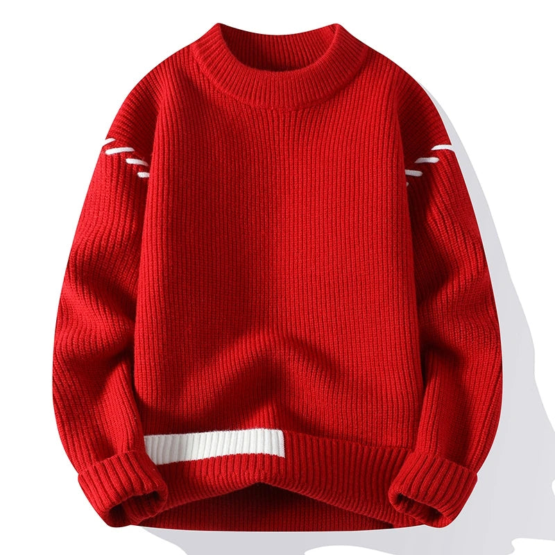 Men's Ribbed Knit Jumper with Contrast Stitch Details