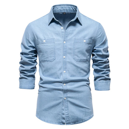 Men's Long Sleeve Button Down Shirt with Chest Pockets