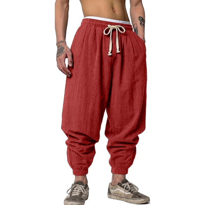 Men's Harem Joggers with Drawstring Waist and Cuffed Legs