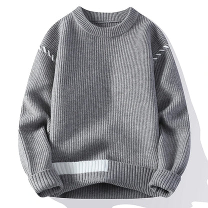 Men's Ribbed Knit Jumper with Contrast Stitch Details