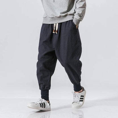 Men's Harem Trousers Relaxed Fit Drawstring Waist Elasticated Cuffs