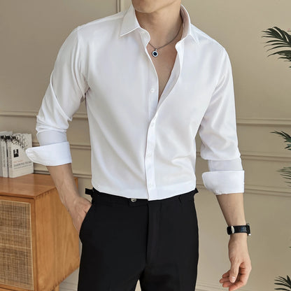 Men's Long Sleeve Button Down Shirt with Spread Collar