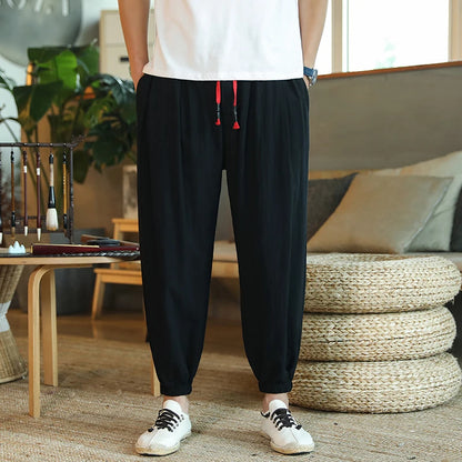 Men's Harem Joggers Loose Fit Cargo Pockets Drawstring Waist