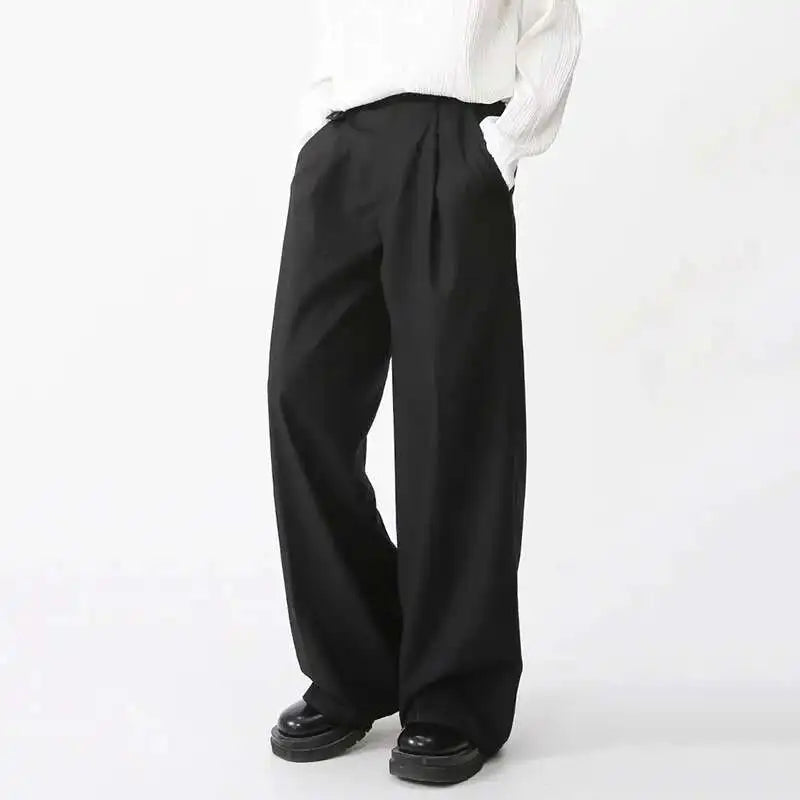 Men's Wide Leg Trousers – Loose Fit Pleated
