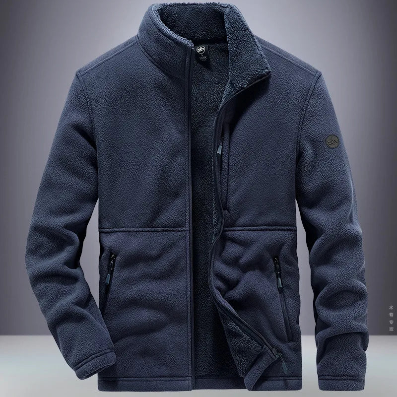 Men's Fleece Jacket – Full Zip Front Stand Collar Long Sleeve Outerwear