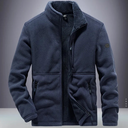 Men's Fleece Jacket – Full Zip Front Stand Collar Long Sleeve Outerwear