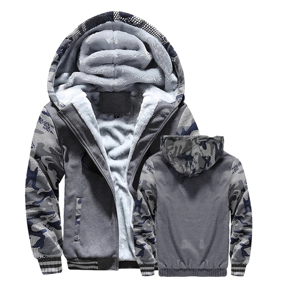 Men's Hooded Jacket – Plush Lined Full Zip Front Long Sleeve Outerwear