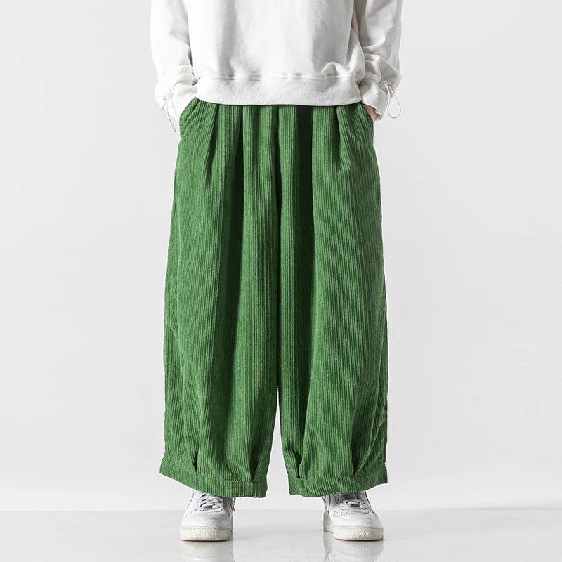 Men's Wide Leg Harem Trousers Loose Fit Drawstring Waist