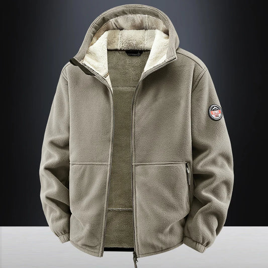 Men's Full Zip Hooded Jacket – Warm Winter Long Sleeve Coat with Pockets