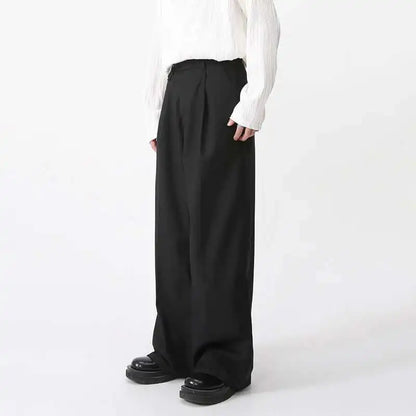 Men's Wide Leg Trousers – Loose Fit Pleated