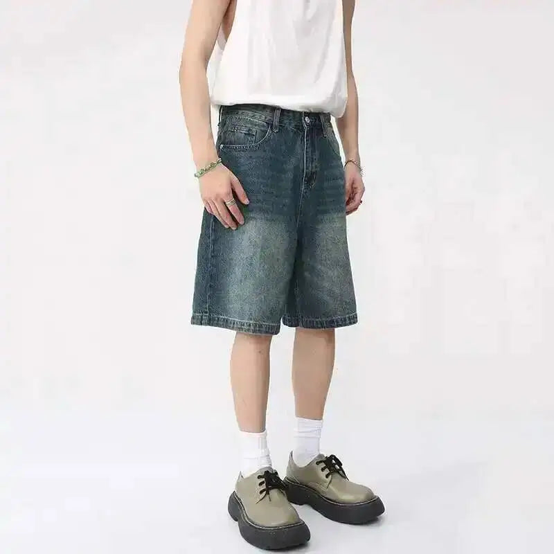 Men's Denim Shorts with Five Pocket Design