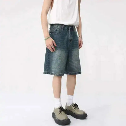 Men's Denim Shorts with Five Pocket Design