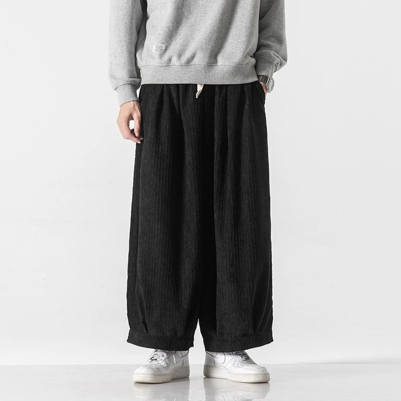 Men's Wide Leg Harem Trousers Loose Fit Drawstring Waist