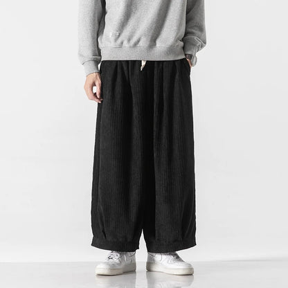 Men's Wide Leg Harem Trousers Loose Fit Drawstring Waist