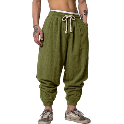 Men's Harem Joggers with Drawstring Waist and Cuffed Legs