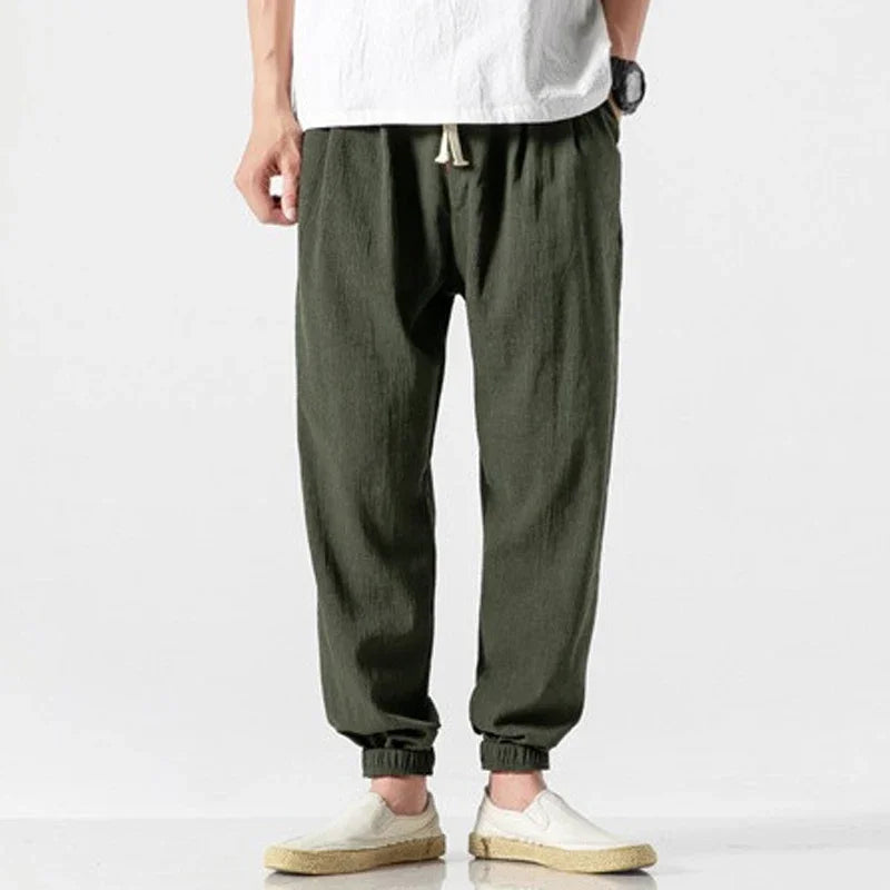 Men's Tapered Joggers with Elasticated Waist and Cuffed Hems